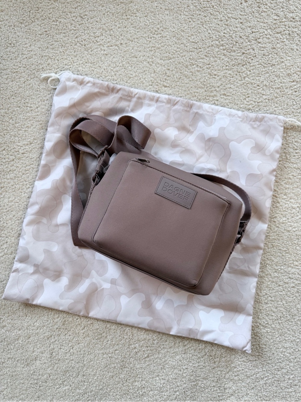 Dagne Dover Taupe Micah Neoprene Crossbody Bag